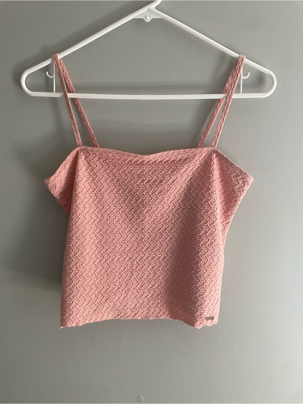 Hollister Pink Textured Cropped‎ Cami Tank Top Medium